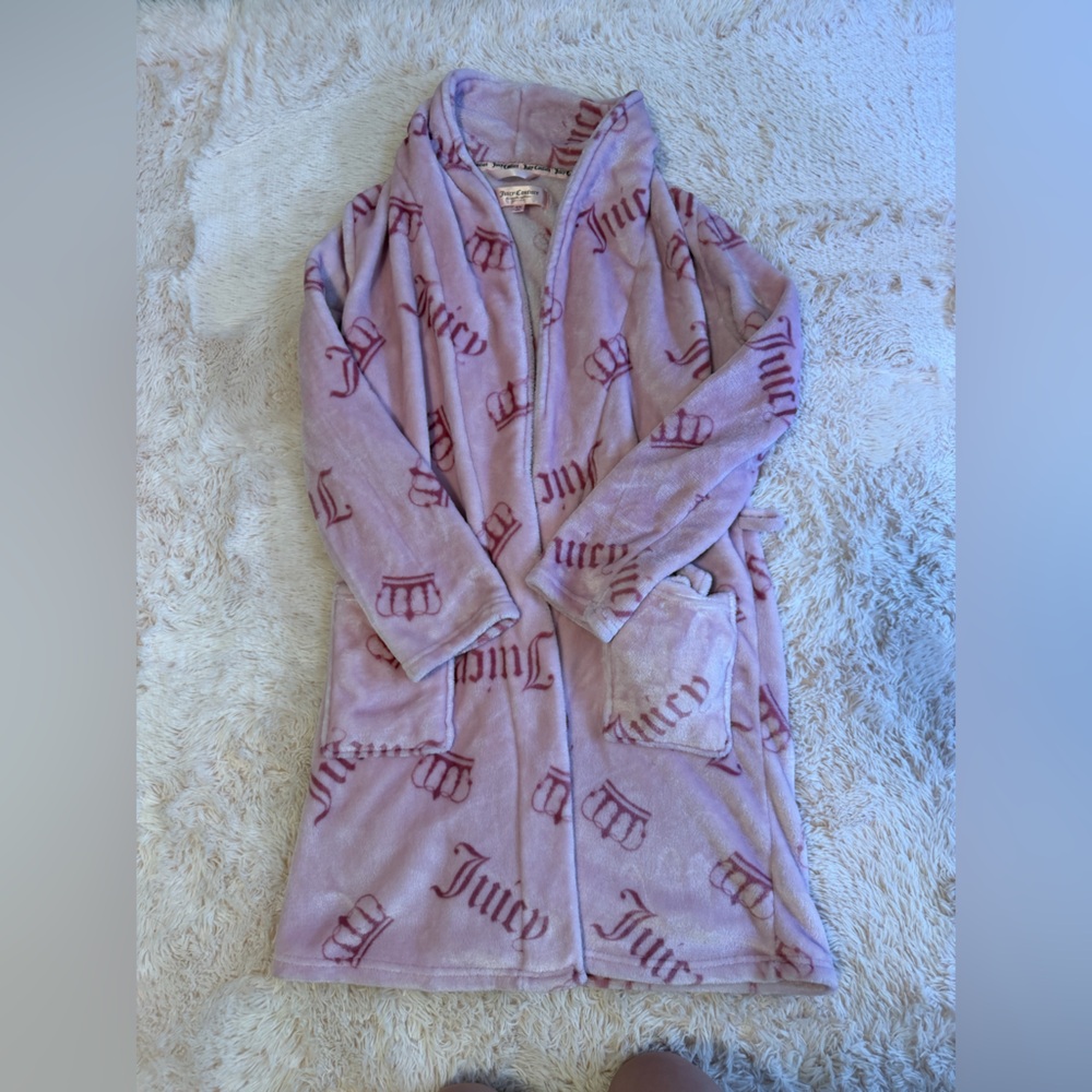 Juicy Couture Pink Plush Hooded Robe